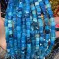 Perline sfuse in agata blu naturale quadrata da 8 mm per la creazione di gioielli fai da te - 8mm (circa 45 pezzi) / Agata a strisce blu