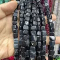 Perline quadrate di agata nera naturale da 8 mm per gioielli fatti a mano fai-da-te - 8mm (circa 45 pezzi) / Agata a Strisce Nere
