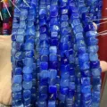 Perle di agata blu quadrate da 8 mm in pietra naturale per la creazione di gioielli - 8mm (circa 45 pezzi) / Agata Cracklé Blu