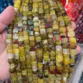 Filo di perle di calcedonio agata crepata quadrata gialla da 8mm per la creazione di gioielli - 8mm (circa 45 pezzi) / Agata Cracklé Giallo
