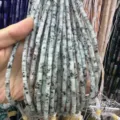 4x9mm light green natural stone cylindrical beads for DIY jewelry making - Rectangle Strip (Length 38cm) / Tianshan Blue