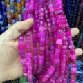 Filo di perle di agata in pietra naturale quadrata magenta da 8mm per la creazione di gioielli - 8mm (circa 45 pezzi) / Agata Cracklé Rosa