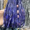 Natural deep blue 4x9mm cylindrical stone tube beads for DIY jewelry making accessory - Rectangle Strip (Length 38cm) / Blue Aventurine