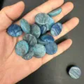 Cabochon tondo in pietra naturale blu da 20mm per creazione gioielli fai da te - 20*6mm / Pietra Paesaggio Blu