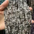 Cuentas de cuarzo rutilado negro natural de 3-5mm para joyería DIY de pulseras y collares - 3*5mm (Aprox. 80cm Tira) / Cuarzo Rutilado Negro