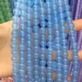 Light sky blue translucent chalcedony round beads for DIY jewelry making and necklaces - Lake Blue