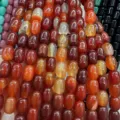 Natural carnelian agate barrel beads loose gemstones for DIY jewelry making 80-100 chars - 10x14mm (Approx 28 Pcs/Strand) / Red Agate