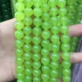 High-quality light green Malay jade chalcedony round beads for DIY jewelry making - Olive Jade