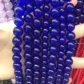 Polished deep blue translucent chalcedony round loose beads for DIY jewelry accessories - Lapis Blue Jade