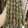 Natural unakite stone drum beads for DIY jewelry making accessories - 10x14mm (Approx 28 Pcs/Strand) / Unakite