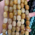 Natural yellow agate drum beads for DIY jewelry making accessories - 10x14mm (Approx 28 Pcs/Strand) / Topaz