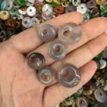 Grey natural agate stone pendant with off-center hole for DIY jewelry making accessories - Grey Agate