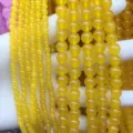 Bright yellow round chalcedony loose beads for DIY jewelry making - Topaz
