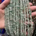 Tiras de cuentas de piedra natural verde triturada de 3-5 mm para la creación de joyas DIY - 3*5mm (Aprox. 80cm Tira) / Cuarzo Fresa Verde
