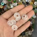 Natural white translucent crystal donut peace buckle beads for DIY jewelry accessories - White Crystal