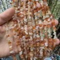 Tira de cuentas de chips de ágata naranja natural para la creación de joyas de bricolaje - 3*5mm (Aprox. 80cm Tira) / Cuarzo Pelo De Conejo Rojo