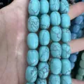 Natural turquoise color stone barrel beads for DIY handmade jewelry making accessories - 10x14mm (Approx 28 Pcs/Strand) / Turquoise