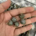 Green natural stone apple shaped charm pendant with gold top loop for DIY jewelry making - 15mm (ai-10 Pieces/Pack) / Labradorite