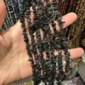 Cuentas de esquirlas de obsidiana negra natural de calidad para creación de joyas DIY - 3*5mm (Aprox. 80cm Tira) / Obsidiana Dorada