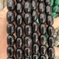 Smooth polished natural black agate barrel stone beads for DIY handmade jewelry making - 10x14mm (Approx 28 Pcs/Strand) / Black Agate