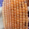 Smooth natural orange chalcedony round stone beads for DIY jewelry making accessories - Orange Yellow Jade