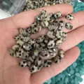 Cabochon in diaspro dalmata naturale ovale piatto sfaccettato per gioielli fai da te - Pietra dalmata naturale