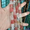 Multi-color natural quartz crystal barrel loose beads for DIY handmade jewelry making - 10x14mm (Approx 28 Pcs/Strand) / Watermelon Skin