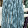 Detailed view of 2x2mm blue cylindrical natural stone beads for jewelry making - Treated Blue Apatite Tube Beads / One Strand (Approx 38cm)
