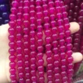 Strands of natural fuchsia chalcedony stone round beads for DIY jewelry making - Dark Rose Red