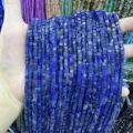 Close-up view of 3x3mm blue natural stone square cube beads for jewelry making - 110 Pieces / Natural Lapis Lazuli