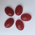 Cinq cabochons ovales en agate cornaline rouge avec finition polie lisse pour bijoux DIY. - 6X8mm / Lot de 10 / Jade Rouge