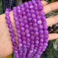Macro detail of 8mm purple round stone beads strands for DIY jewelry making and crafting - 8mm (Approx. 47 Beads Per Strand) / Purple (23)