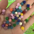 Close-up of multicolor mini rose flower shape beads with holes for DIY jewelry crafts - Approx. 6mm (Min. Order 100 Pcs) / Multicolor