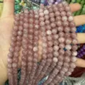 Detailed view of 8mm pink strawberry crystal round beads for DIY jewelry making - 8mm (Approx. 47 Beads Per Strand) / Light Pink
