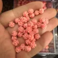 Detailed macro view of pink shell powder rose beads for DIY handmade jewelry crafts - Approx 6mm / Pink (9)