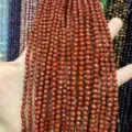 Détail de perles rondes facettées en pierre naturelle de 4mm pour bijoux DIY - Perle Ronde Facettée Triangulaire / 4mm (Environ 90 Pièces/Fil) / Jaspe Rouge
