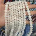 8mm natural white gemstone round beads for DIY jewelry making craft semi-finished strand - 8mm (Approx. 47 Beads Per Strand) / White