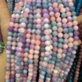 8mm round natural stone beads for DIY jewelry making in pastel pink and blue colors - 8mm (Approx. 47 Beads Per Strand) / Colorful