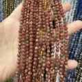 Perles à facettes en pierre naturelle 4mm coupe triangle brun-rouge pour bijoux DIY - Perle Ronde Facettée Triangulaire / 4mm (Environ 90 Pièces/Fil) / Pierre Rouge Sésame