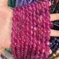 Natürliche rosa ovale Halbedelsteinperlen für DIY-Schmuckherstellung und Handwerk - Ca. 6*9mm (Ca. 38cm Strang) / Tiefes Rosenrot