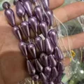 Perlas de imitación en forma de gota púrpura brillante para accesorios de joyería DIY - 8*16mm (Aproximadamente 25 Piezas) / Púrpura