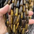 Perles en pierre œil de tigre en forme de goutte 8x20mm - 8*20MM / Env. 20 Pièces/Fil / Oeil de Tigre