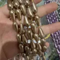 Cuentas de imitación de perlas en forma de gota color champán para bisutería DIY - 8*16mm (Aproximadamente 25 Piezas) / Champán