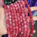 Natürliche rosa ovale unregelmäßige Turmalin-Achat-Steinperlen für DIY-Schmuckherstellung - Ca. 6*9mm (Ca. 38cm Strang) / Dunkelpfirsichrot