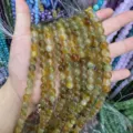 Strands of 8mm round mixed yellow and green natural stone beads for DIY jewelry craft making - 8mm (Approx. 47 Beads Per Strand) / Yellow-Green Brown