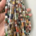 Close-up of 6x6mm mixed natural stone tube beads for DIY jewelry making - 6x6mm (Approx. 65 Pieces/Pack) / Multicolor
