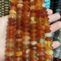 Macro view showing the natural texture of orange agate flying saucer beads for DIY - 5*8mm (Approx 40 Pieces/Strand) / Red Agate