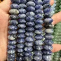 Close-up of blue and white mottled natural stone flying saucer beads for DIY jewelry making - 5*8mm (Approx 40 Pieces/Strand) / Blue Spot Stone