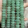 Macro view of light green saucer-shaped natural stone beads for DIY jewelry making - 6*12mm (Approx 33 Pieces/Strand) / Green Aventurine