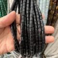 Black 6x6mm cylindrical natural stone beads for DIY jewelry making accessories - 6x6mm (Approx. 65 Pieces/Pack) / Obsidian